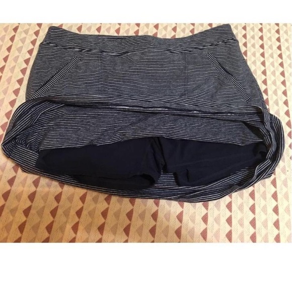 Navy Blue & White Striped Talbots Mini Skirt/Skort - Picture 2 of 3